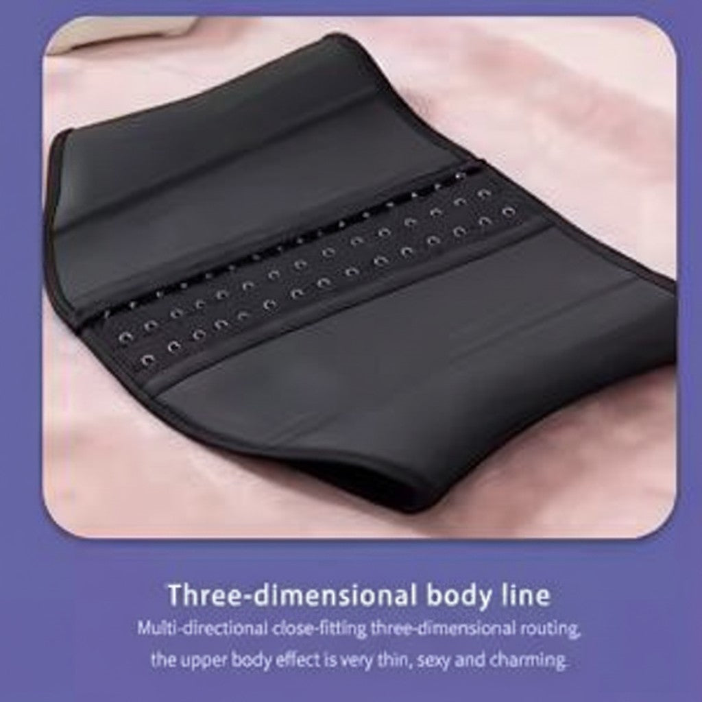 3. black waist trainer belt with adjustable front hook closures for tummy control and back support