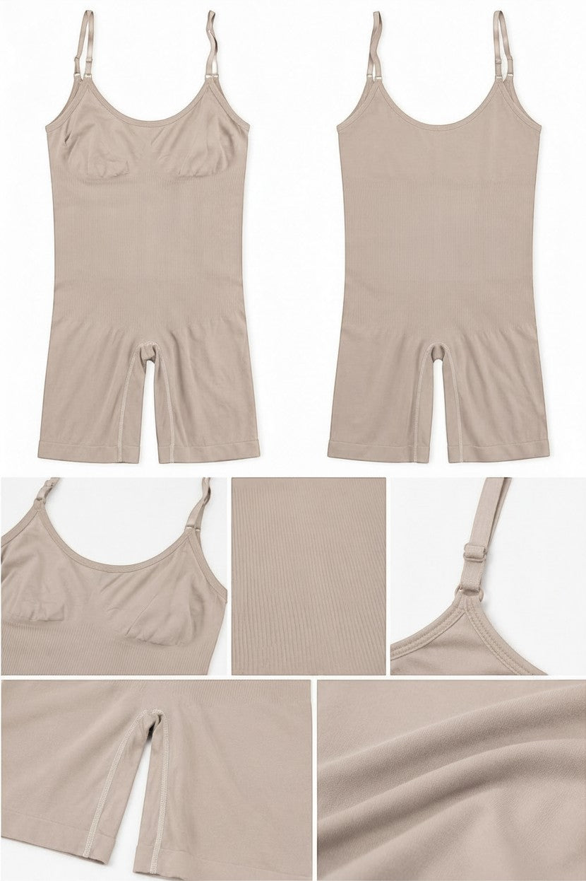 3. seamless nude brown full-body shaper bodysuit with adjustable straps and tummy control for a smooth silhouette.