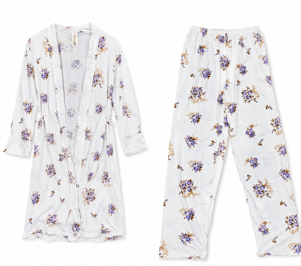 3 Piece Floral Soft Cotton Night Suit Set – Premium Sleepwear for Women