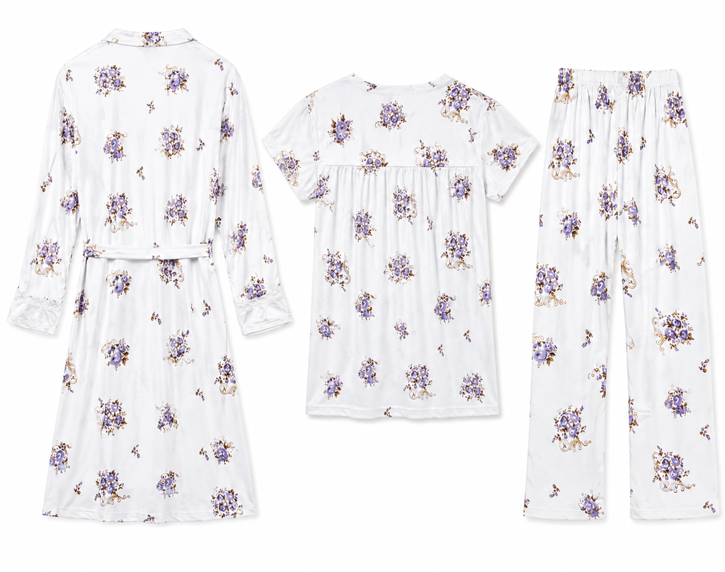3 Piece Floral Soft Cotton Night Suit Set – Premium Sleepwear for Women