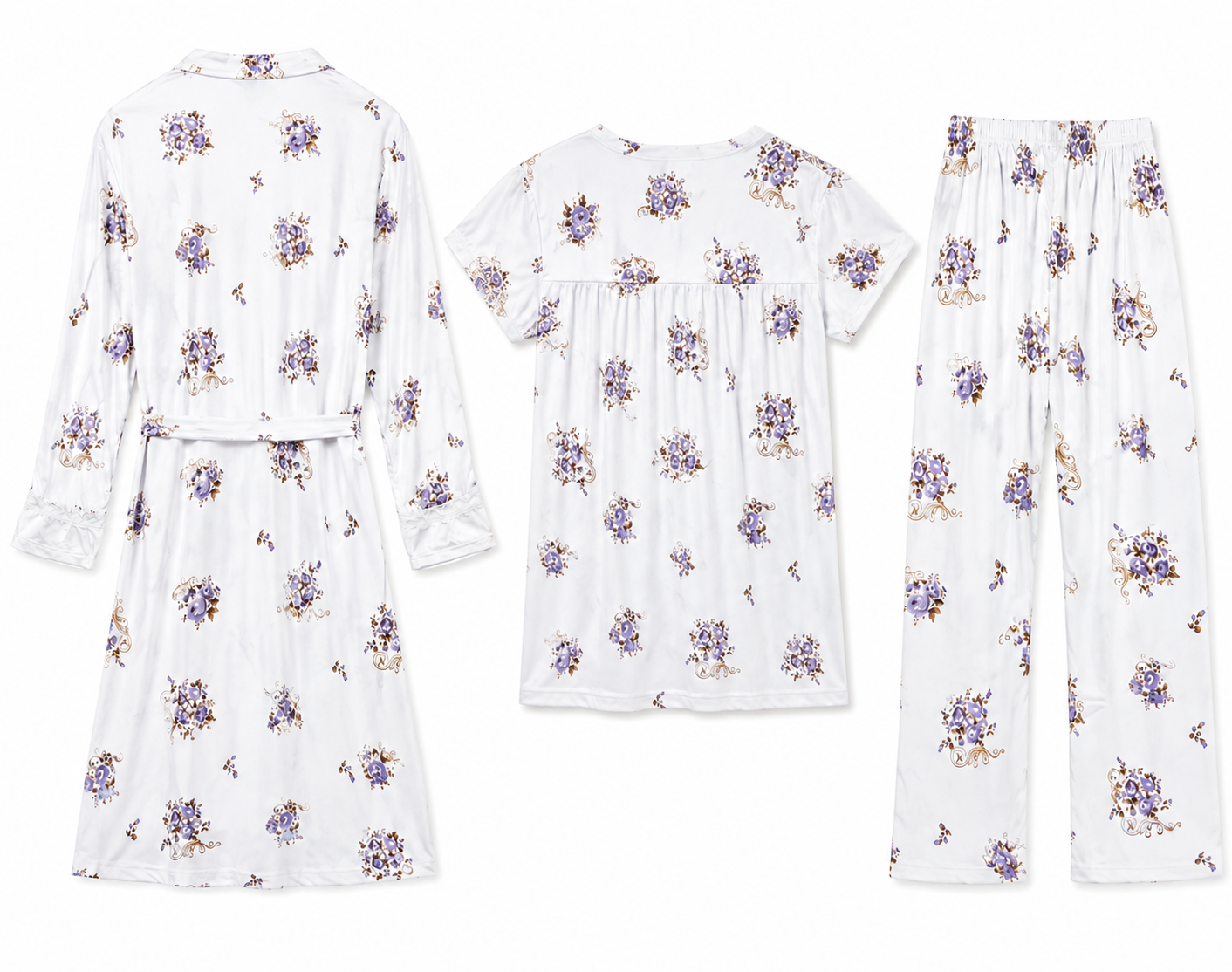 3 Piece Floral Soft Cotton Night Suit Set – Premium Sleepwear for Women