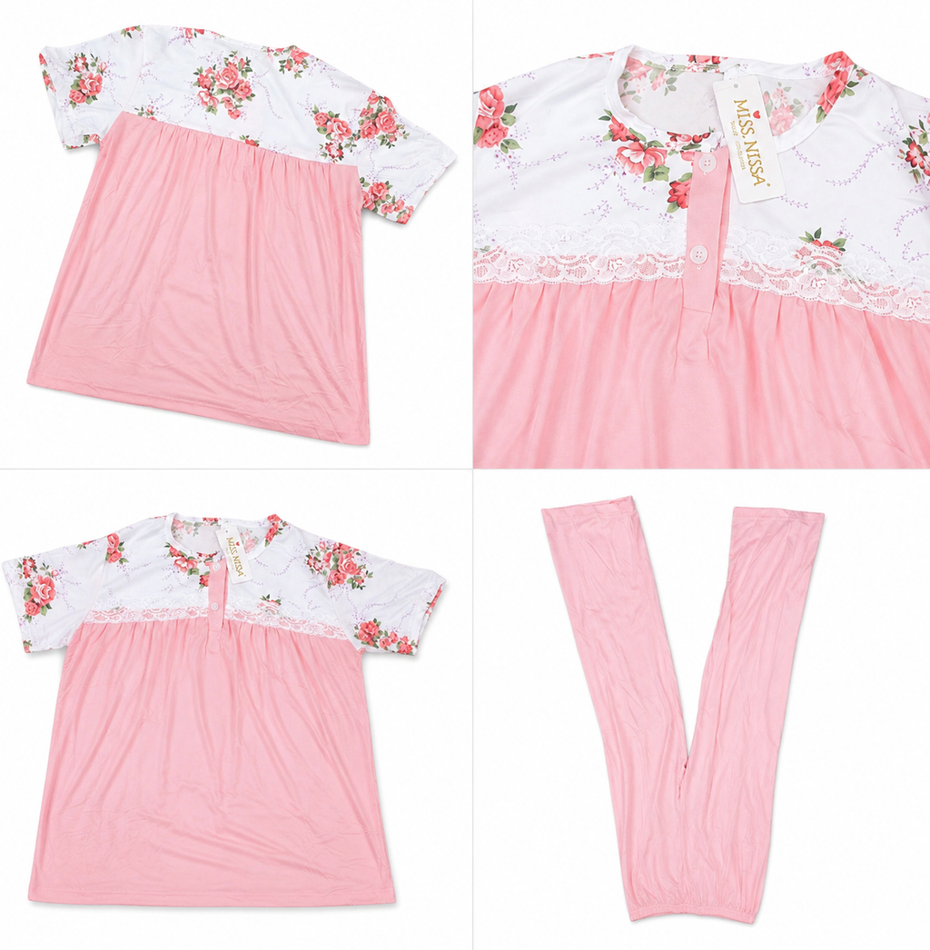Women's Soft Cotton Floral Night Suit – Half Sleeve Lounge Wear Pajama Set