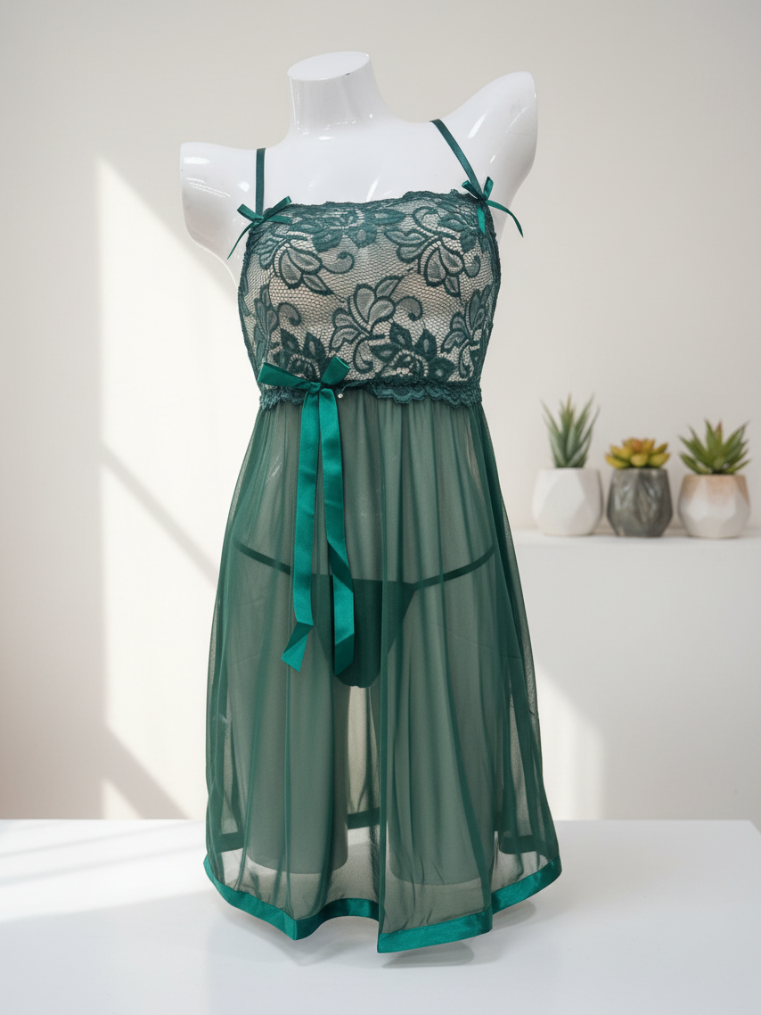 Sheer Mesh Lace Nightdress