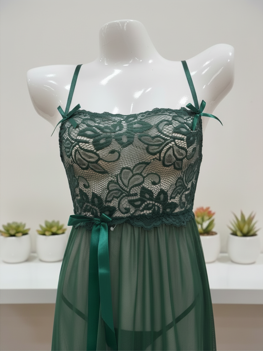 Sheer Mesh Lace Nightdress