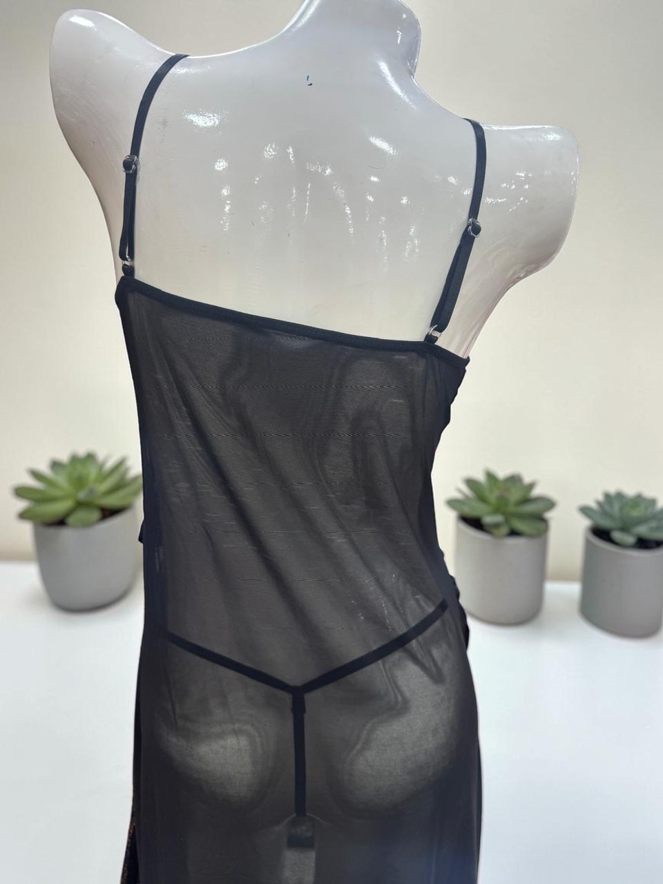 sheer mesh and floral lace Night Dress