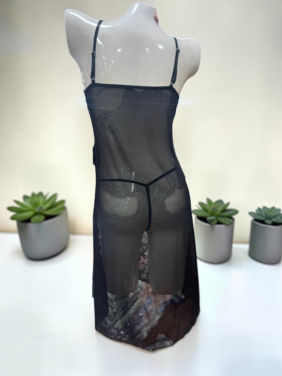 sheer mesh and floral lace Night Dress