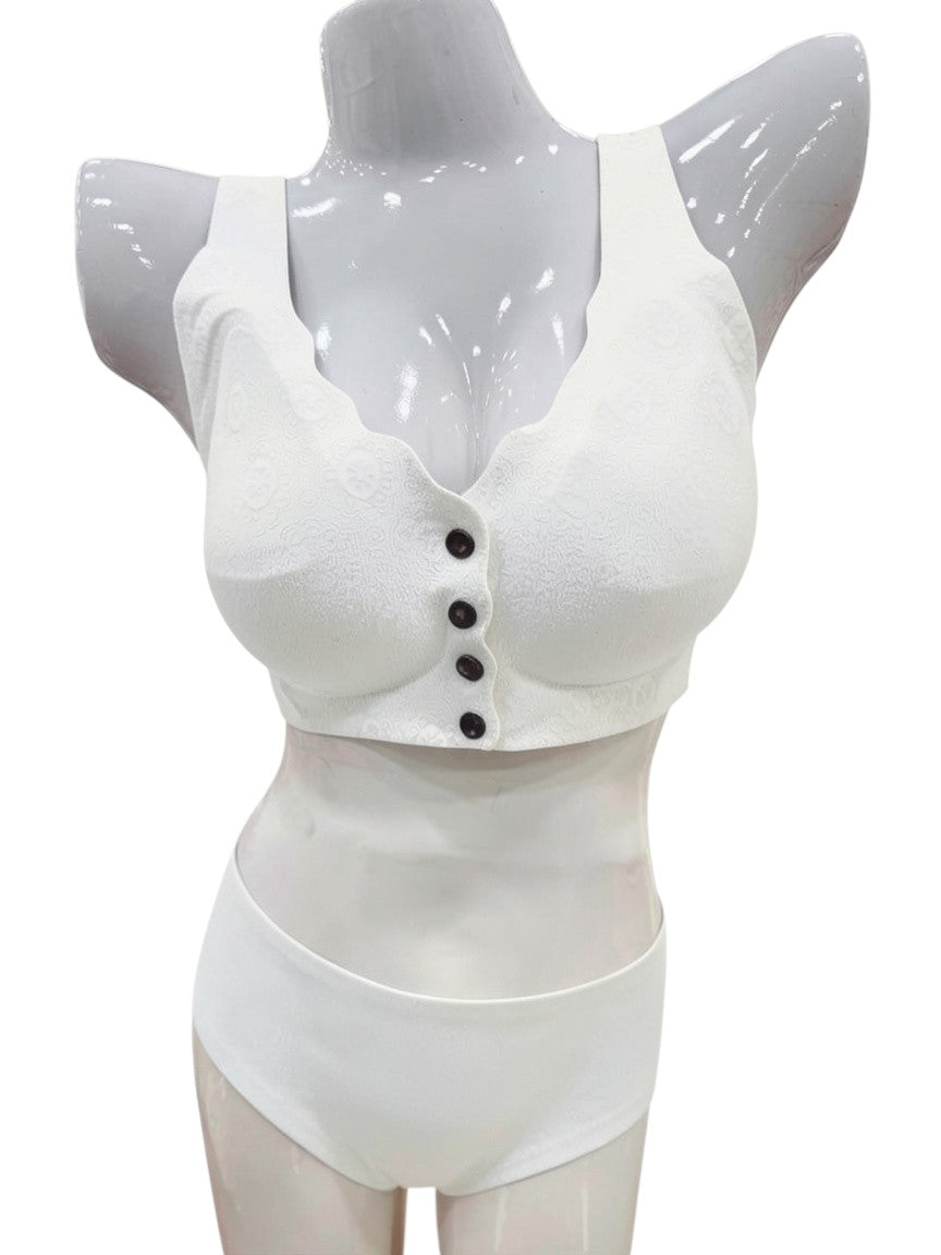 Seamless Front-Buttons Bra Set.