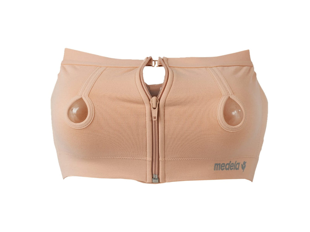 Medela Hands-Free Pumping Bra | Front Zip Double Breast Pump Bustier | Hands Free Nursing Bra