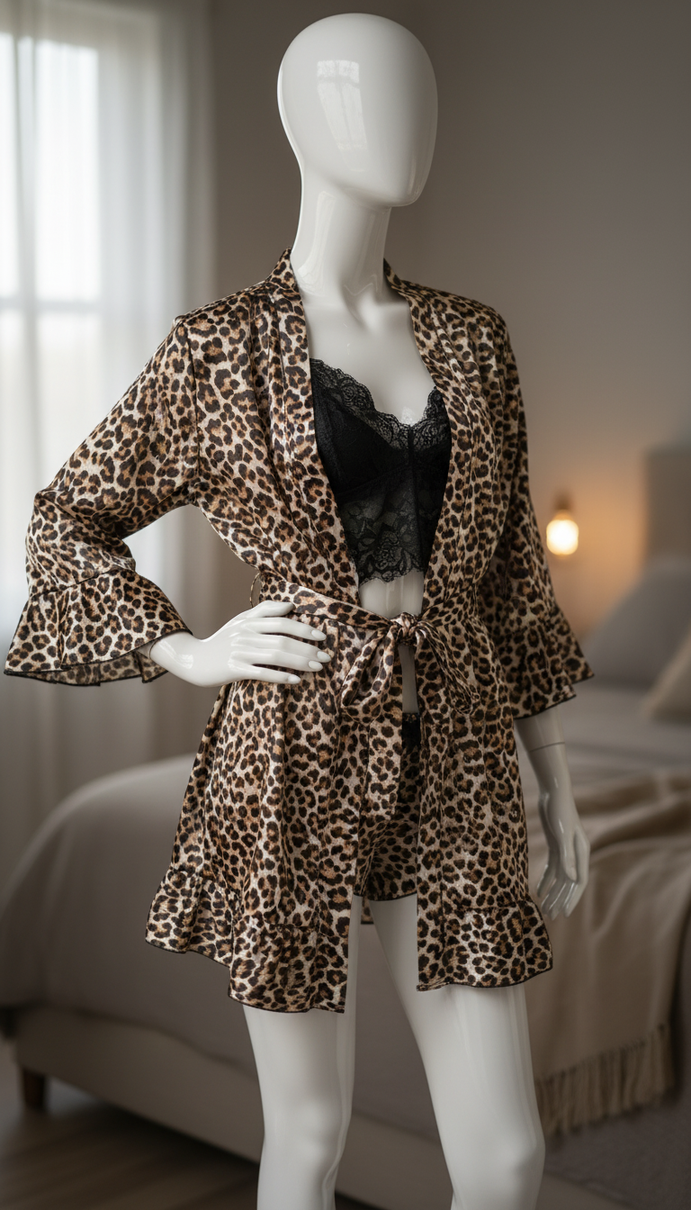 3 Piece Leopard Print Nightwear