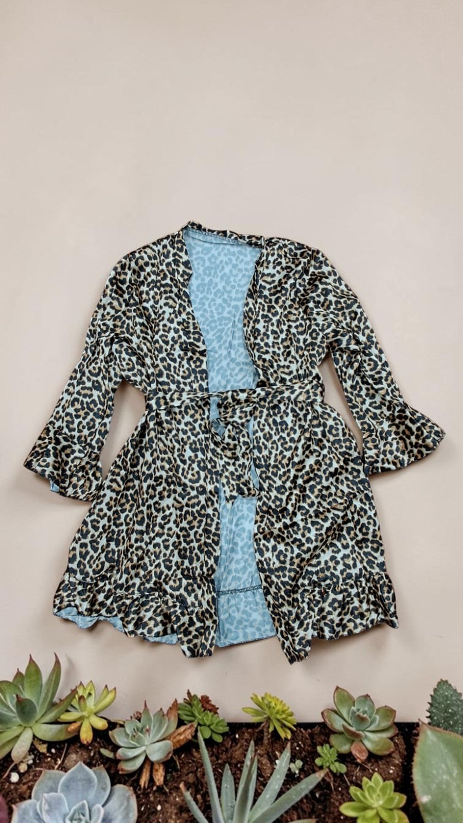 Women's 3 Piece Leopard Print Nightwear Set with Lace Bralette