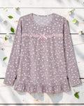 Women's Soft Cotton Star Print Night Suit – Long Sleeve Pajama Set